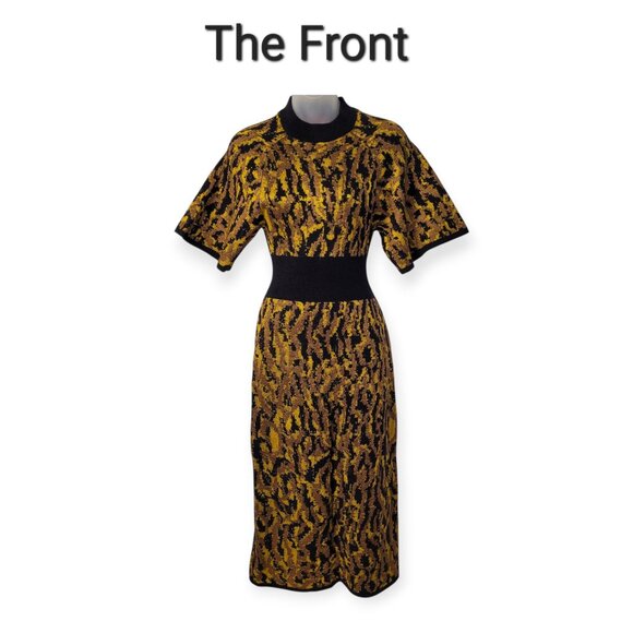 Kate Spade New York Mockneck Hazelnut Print Midi Sweater Dress XS EUC - Picture 3 of 11